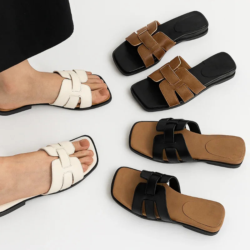Fashionable French Style Square Toe Sandals