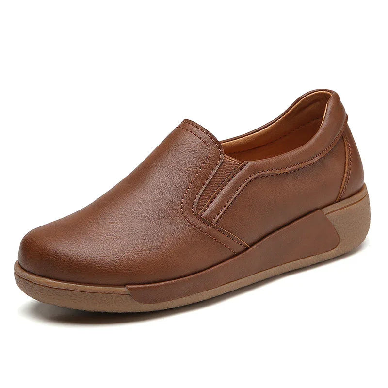 Women's Wide Toe Box Platform Loafers Leather