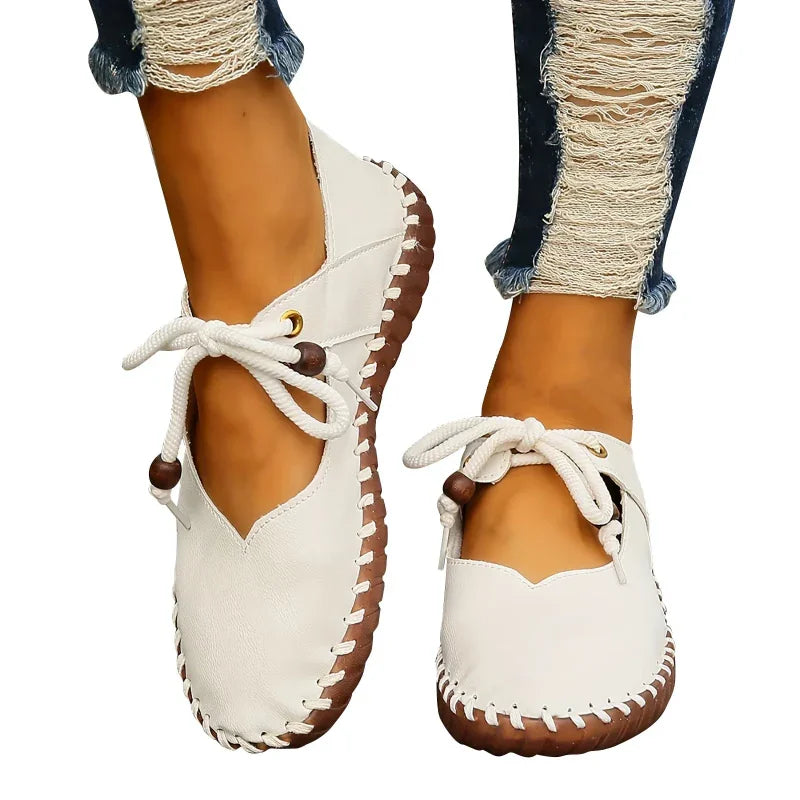 Lace-Up Dressy Flats Shoes with Flexible Sole