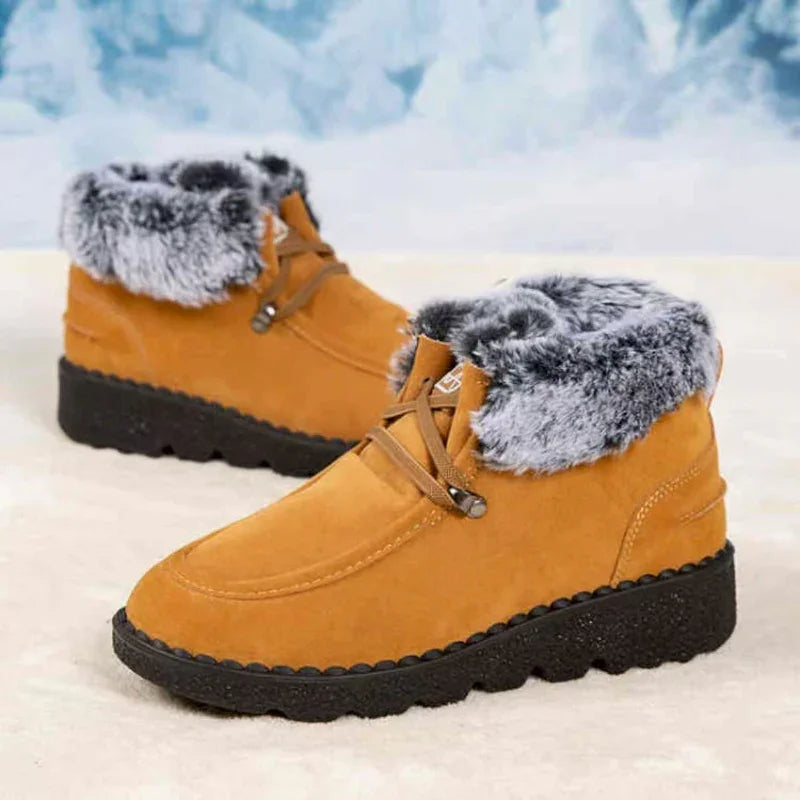 Slip-Resistant Booties with Fluffy Fur Trim