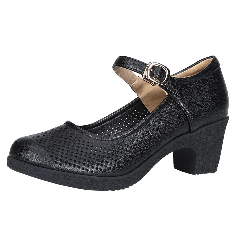 Women’s Breathable Block Heel Sandals with Ankle Strap