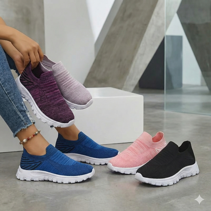 Women's Wide Toe Box Mesh Slip-On Sneakers