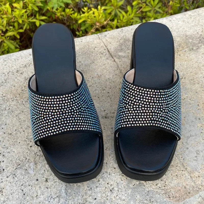 High Heels Platform Slippers Round Toe 5