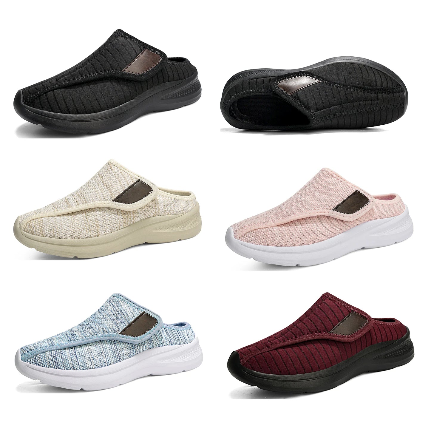 Men's Adjustable Open Hook Loop Slippers Wide Fit 0