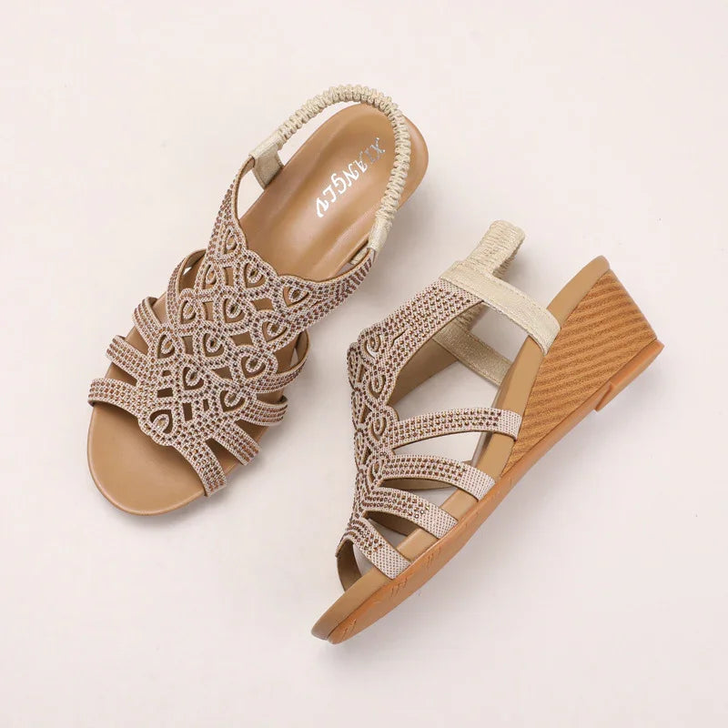 Women's Orthopedic Wedge Sandals with Sparkly Accents