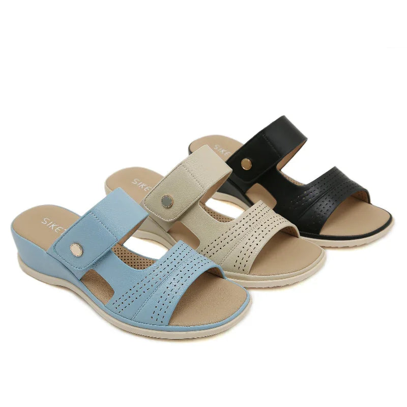 Women's Wide-Fit Wedge Sandals with Medium Heel
