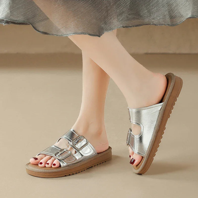 Women's Slippers with Buckle Strap Design for Lasting Comfort