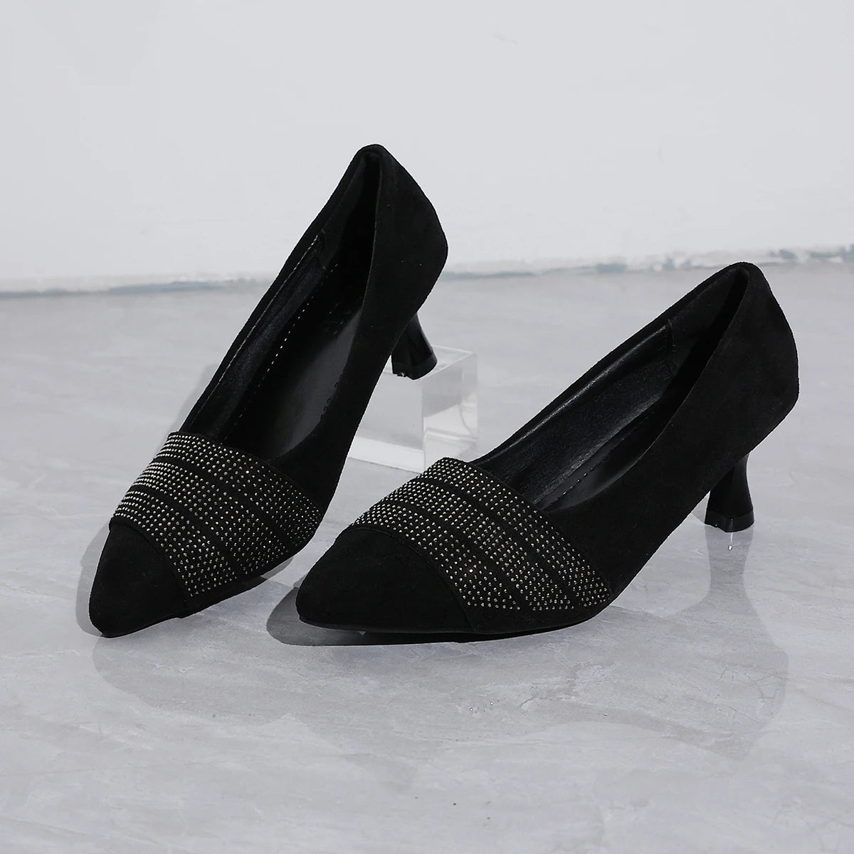 Womens Pointed Toe Stiletto Heels Sequin Detail 6