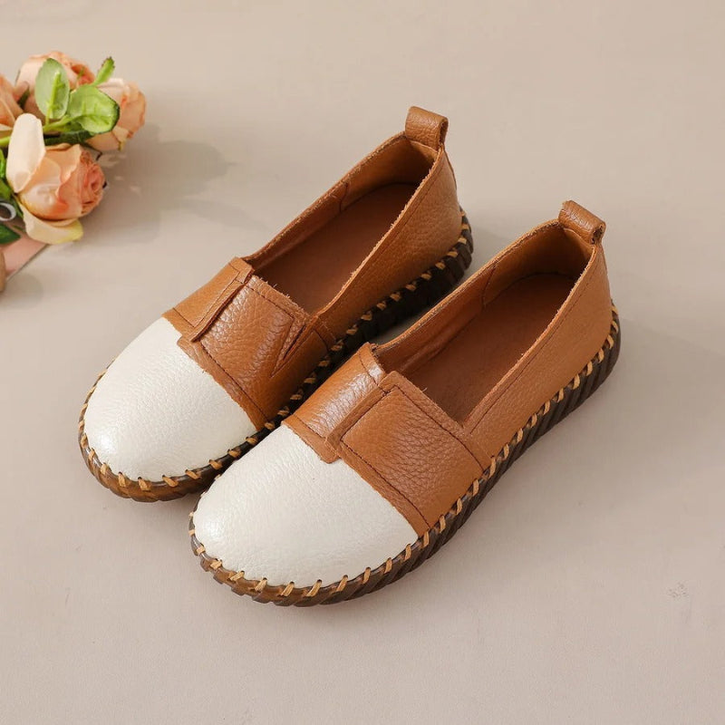 Two-Tone Cowhide Leather Slip-On Loafers