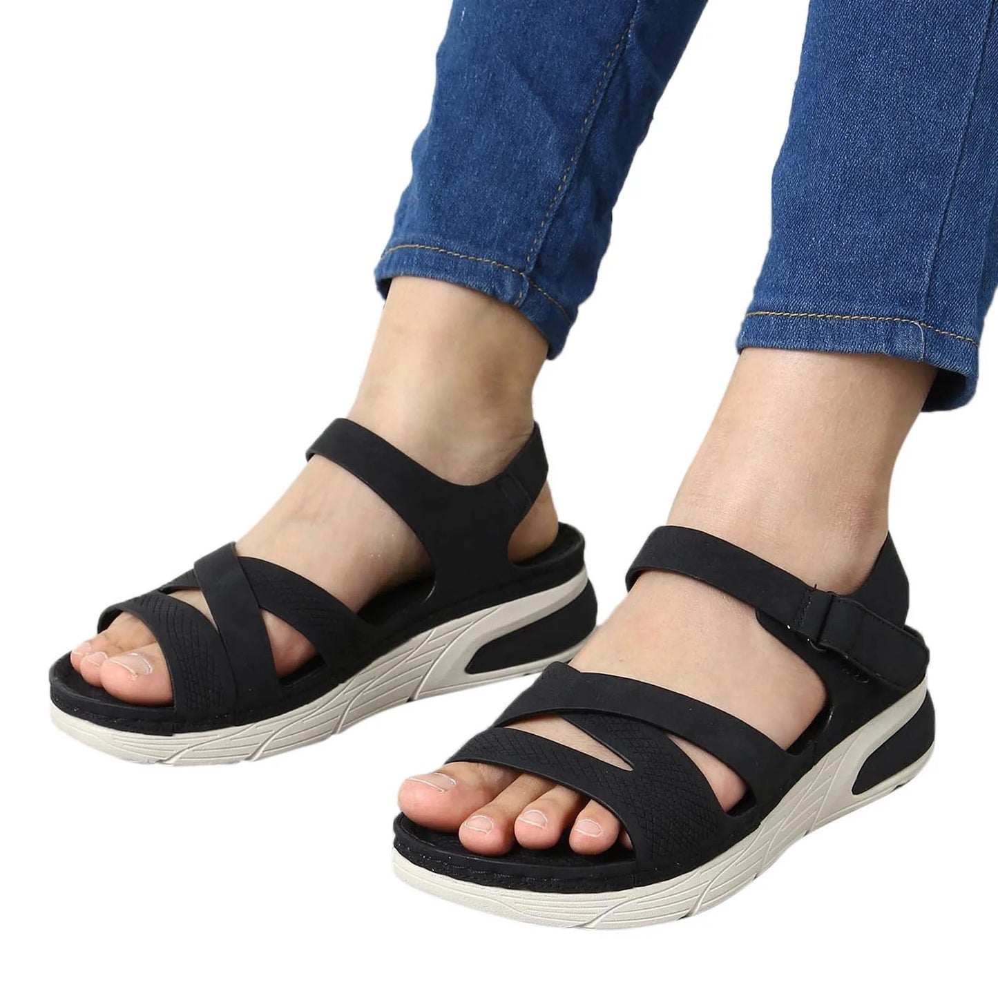 Women's Wedge Sandals with Velcro Strap