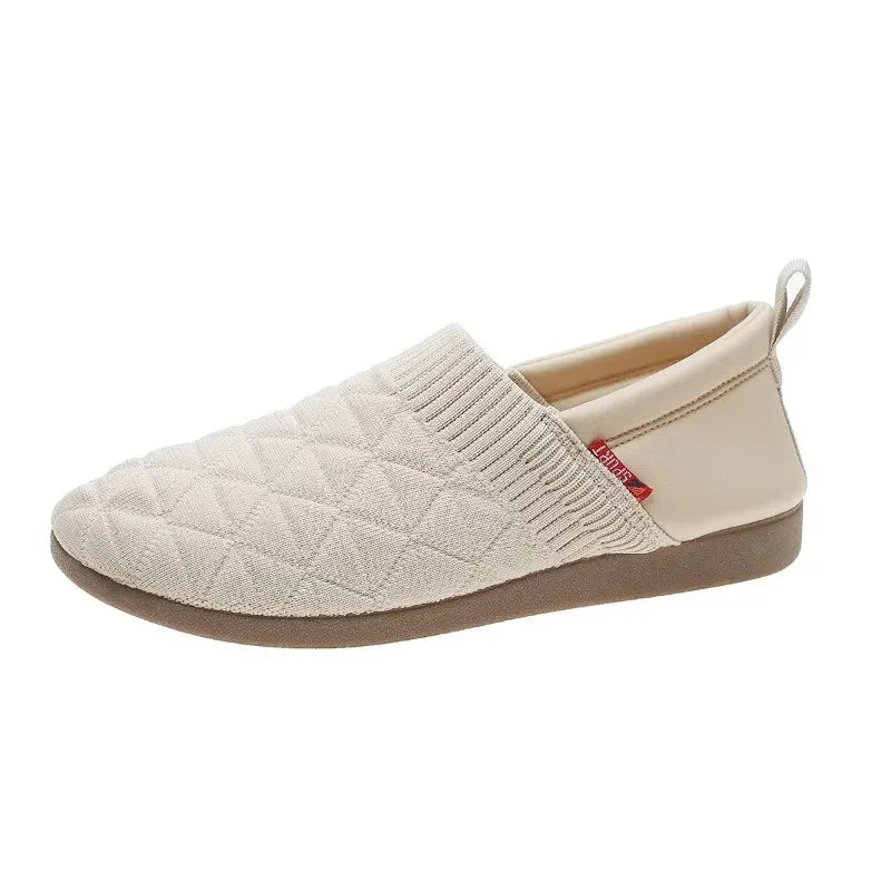 Women's Wide Toe Box Knit Flats Slip-On