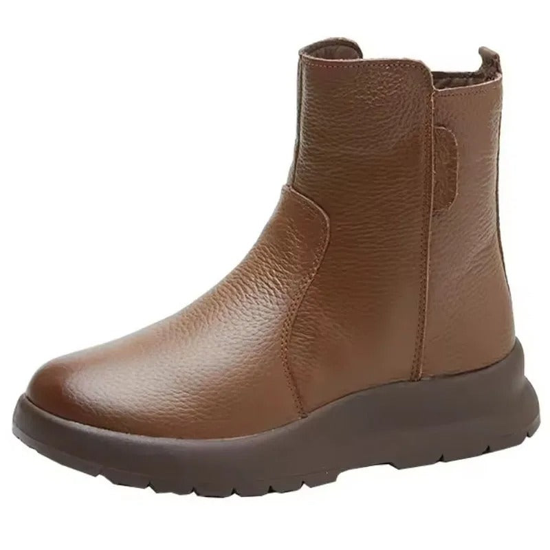 Women's Genuine Leather Ankle Boots with Cushioned Sole