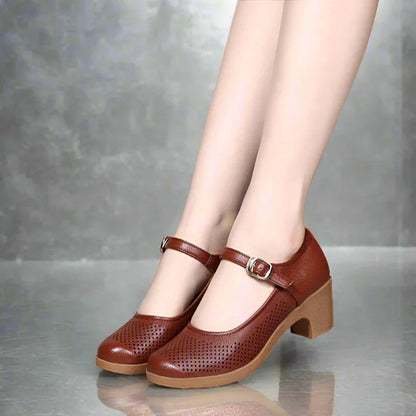 Women’s Breathable Block Heel Sandals with Ankle Strap