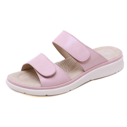 Women's Open Toe Slippers with Velcro Straps