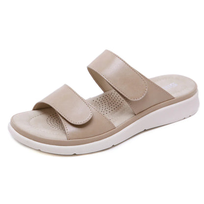 Women's Open Toe Slippers with Velcro Straps