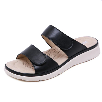 Women's Open Toe Slippers with Velcro Straps