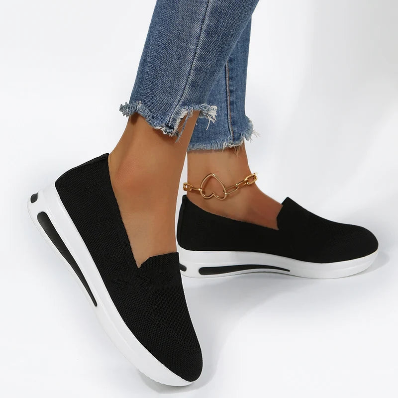 Chic Wedge Sneakers with Airy Mesh Upper