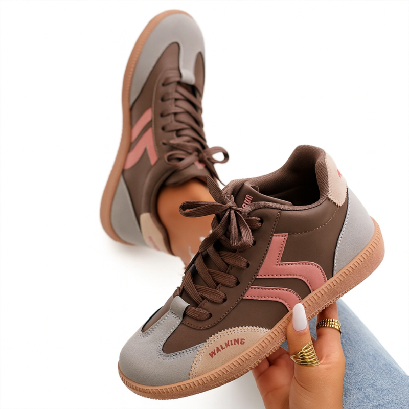 Round Toe Lace Up Sneakers with Non-Slip Sole