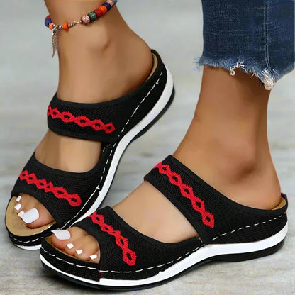Women's Embroidered Wedge Sandals with Arch Support