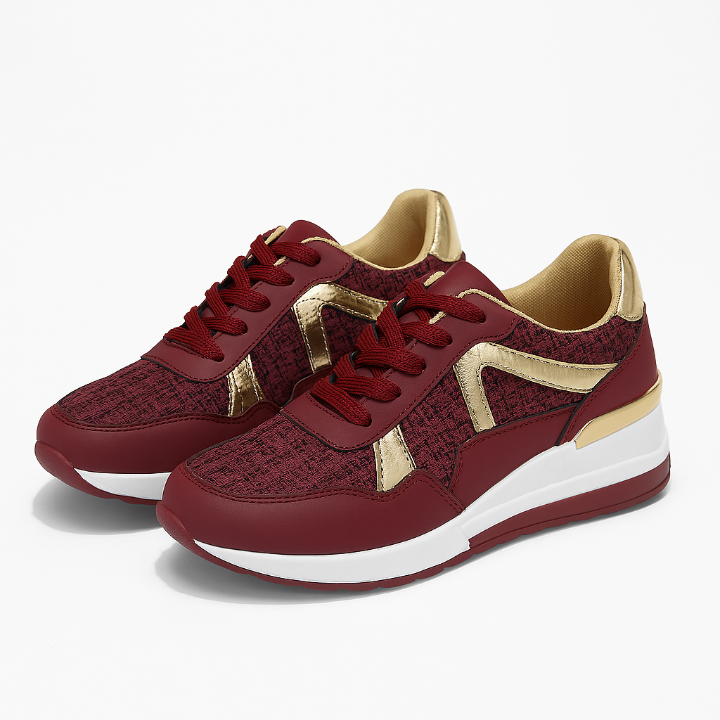 Fashion-Forward Platform Sneakers with Gold Accents