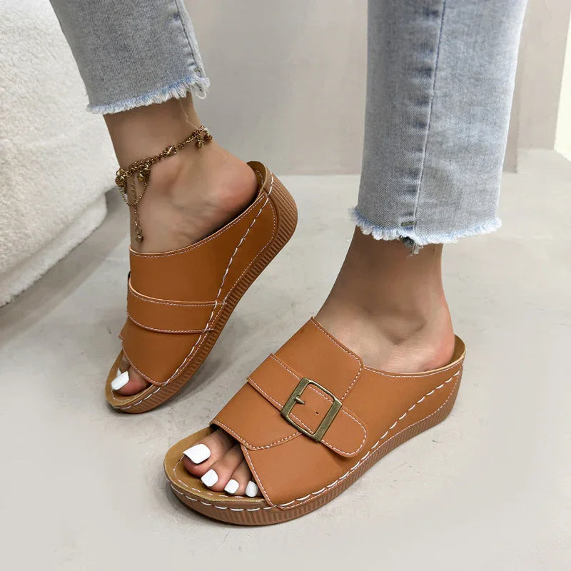 Comfortable Wedge Slide Sandals with Cushioned Insole