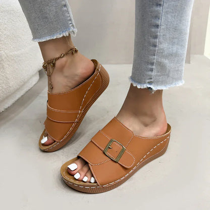 Comfortable Wedge Slide Sandals with Cushioned Insole