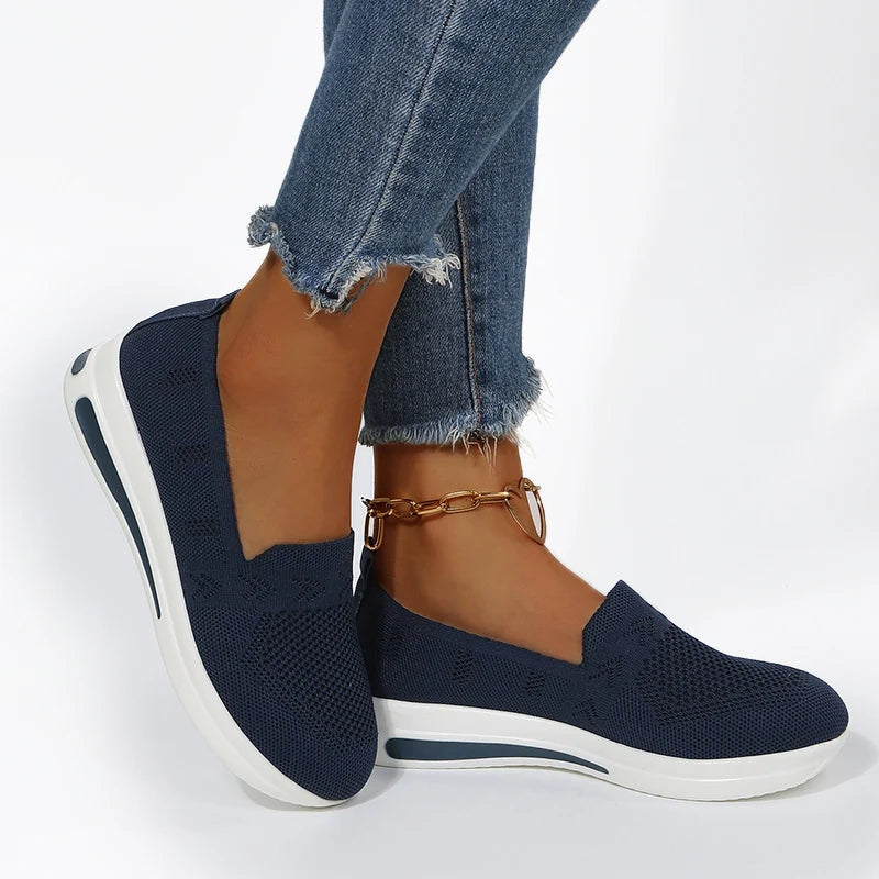 Chic Wedge Sneakers with Airy Mesh Upper