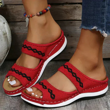 Women's Embroidered Wedge Sandals with Arch Support