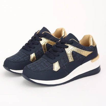 Fashion-Forward Platform Sneakers with Gold Accents