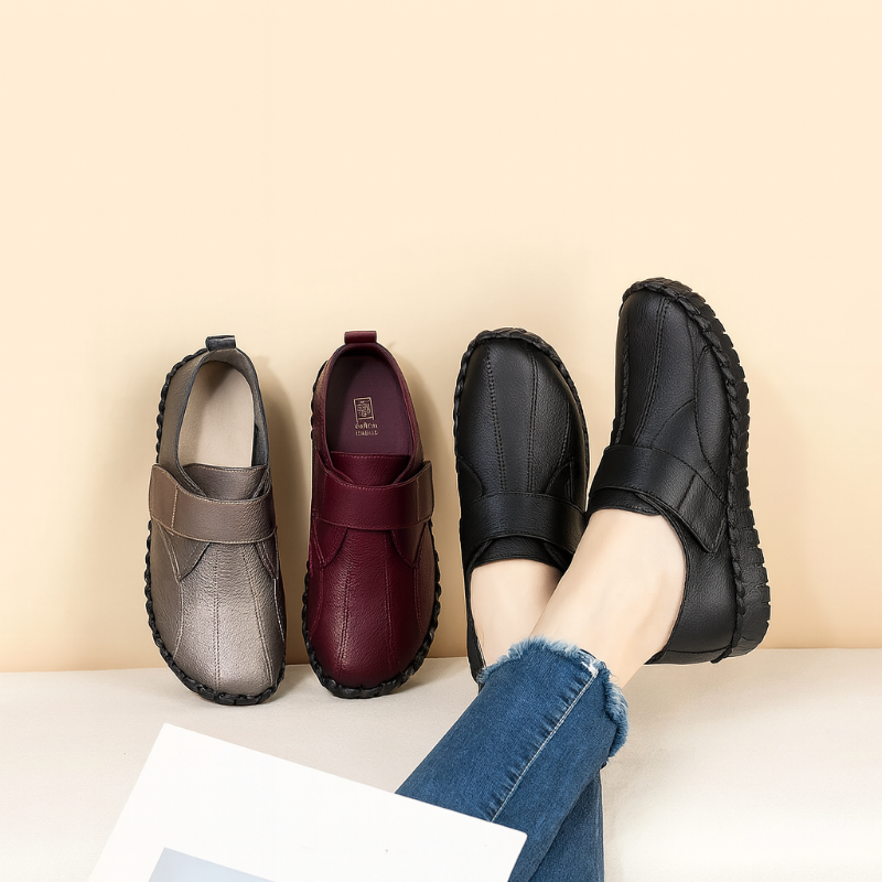 Genuine Leather Round Toe Ladies Loafers
