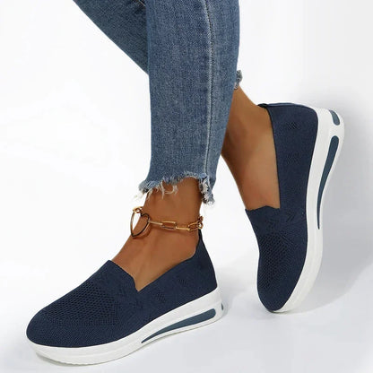 Women's Wide Fit Mesh Wedge Sneakers