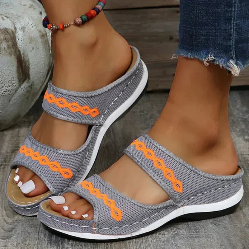 Women's Embroidered Wedge Sandals with Arch Support