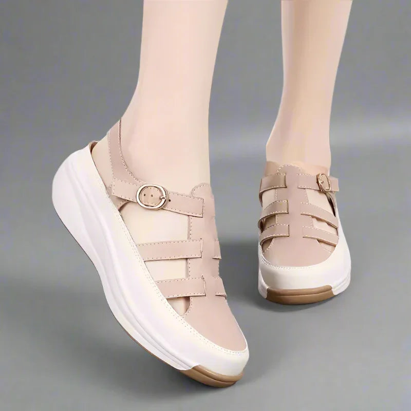 Stable Step Air Flow Wedge Leather Sandals