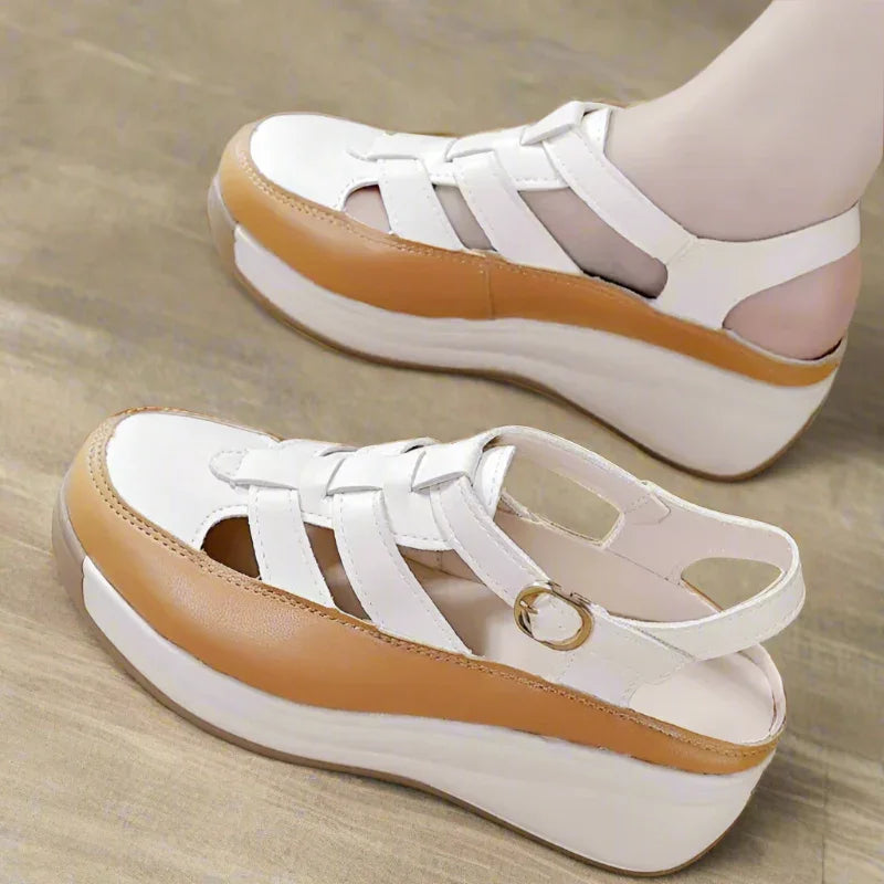 Stable Step Air Flow Wedge Leather Sandals
