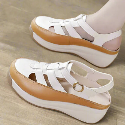Stable Step Air Flow Wedge Leather Sandals