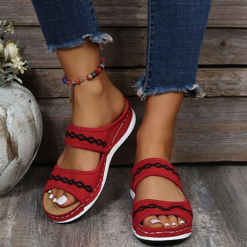 Women's Embroidered Wedge Sandals with Arch Support