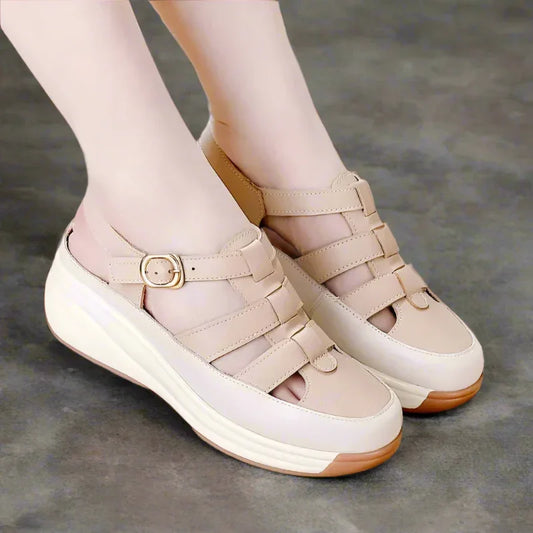 Stable Step Air Flow Wedge Leather Sandals
