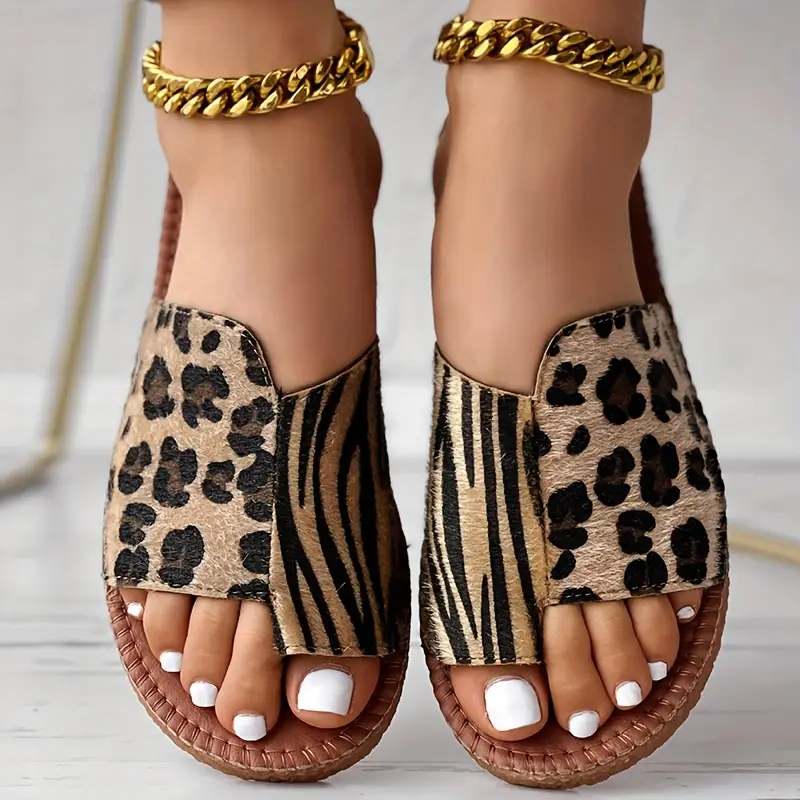 Trendy Stride Animal Print Slide Sandals