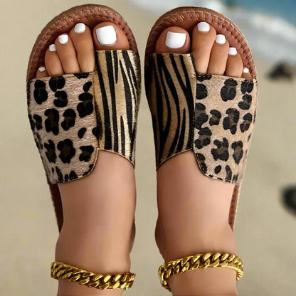 Trendy Stride Animal Print Slide Sandals