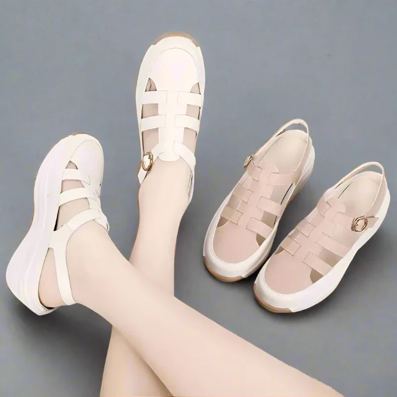 Stable Step Air Flow Wedge Leather Sandals