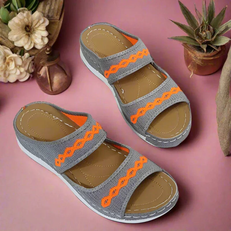 Women's Embroidered Wedge Sandals with Arch Support