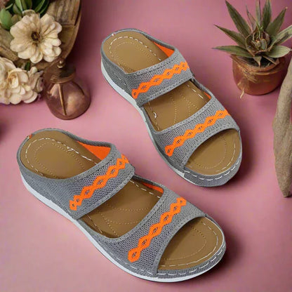 Women's Embroidered Wedge Sandals with Arch Support