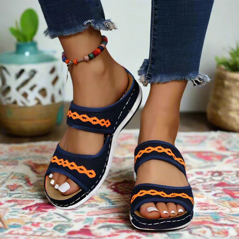 Women's Embroidered Wedge Sandals with Arch Support