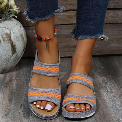 Women's Embroidered Wedge Sandals with Arch Support
