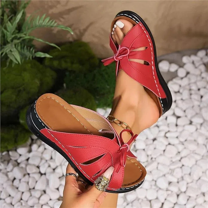 Bunion-Friendly Bow Crossbands Orthopedic Sandals