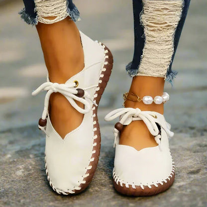 Lace-Up Dressy Flats Shoes with Flexible Sole
