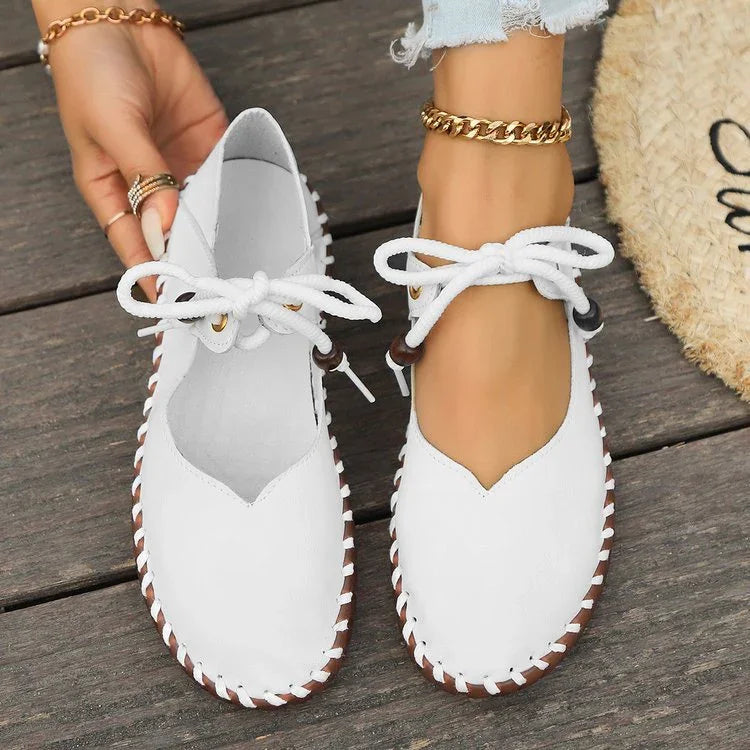 Lace-Up Dressy Flats Shoes with Flexible Sole