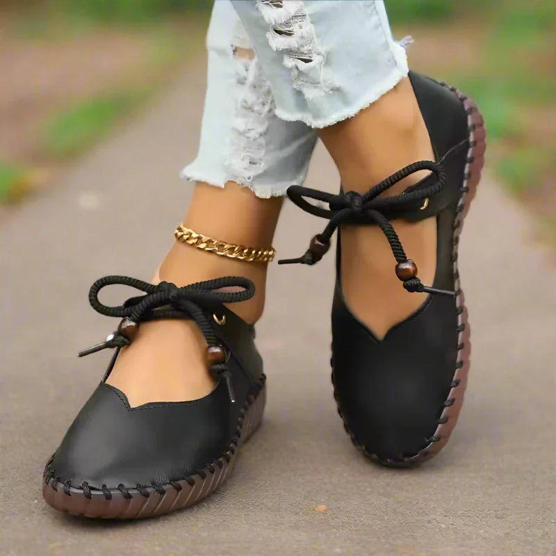 Bunion Dressy Flats — Wide Toe Box, Lace-Up Fit