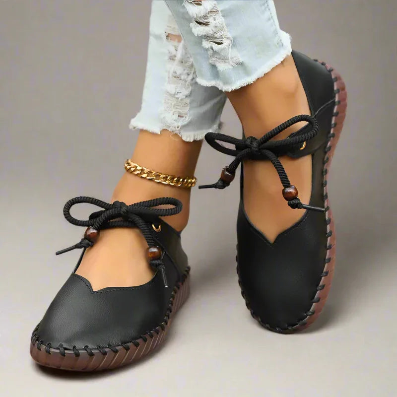 Lace-Up Dressy Flats Shoes with Flexible Sole