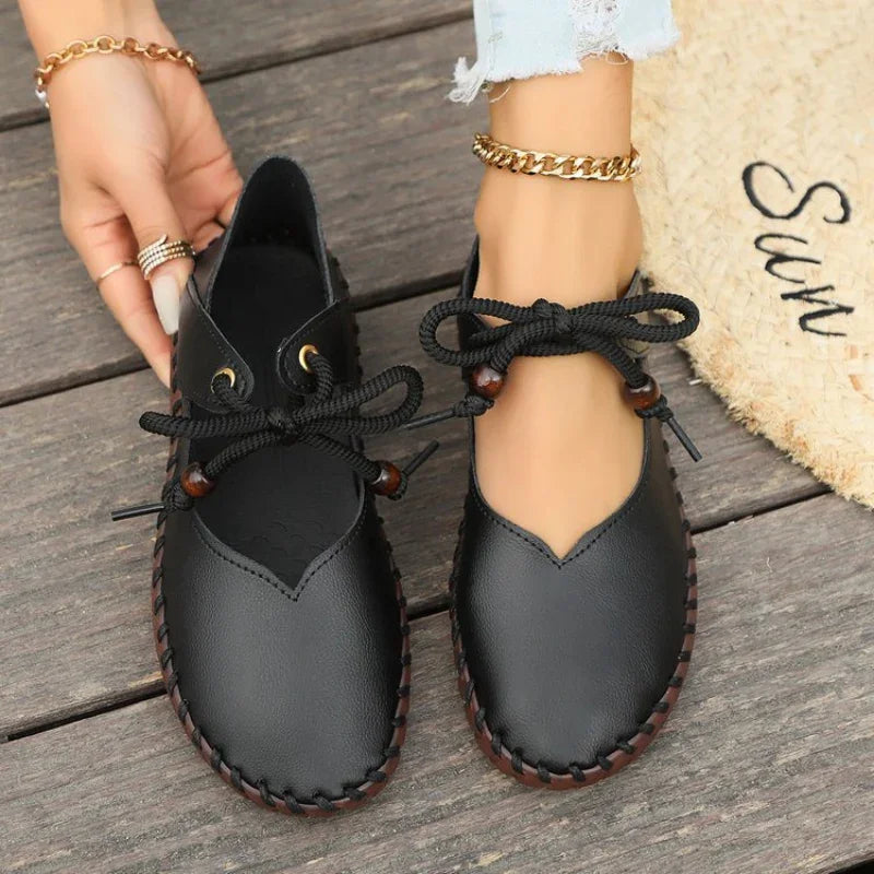 Lace-Up Dressy Flats Shoes with Flexible Sole